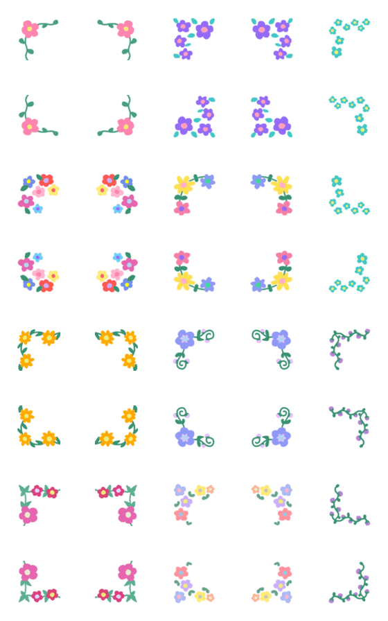 [LINE絵文字]Flower frame 絵文字の画像一覧