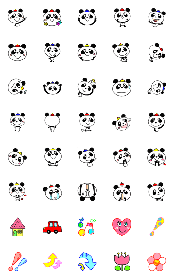 [LINE絵文字]ちびっ子パンダの絵文字の画像一覧