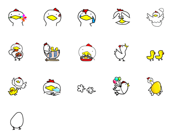 [LINE絵文字]chicken's Parent and childの画像一覧