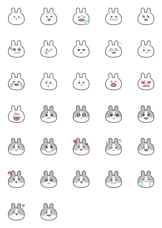 [LINE絵文字]HITOMI's rabbit emojiの画像一覧
