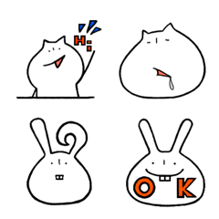 [LINE絵文字] ぼんやりねことはでうさぎ 絵文字の画像