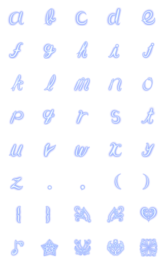 [LINE絵文字]ネオンアルファベット vol.4 ブルー小文字の画像一覧
