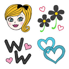 [LINE絵文字] 女の子とチェック柄の絵文字の画像