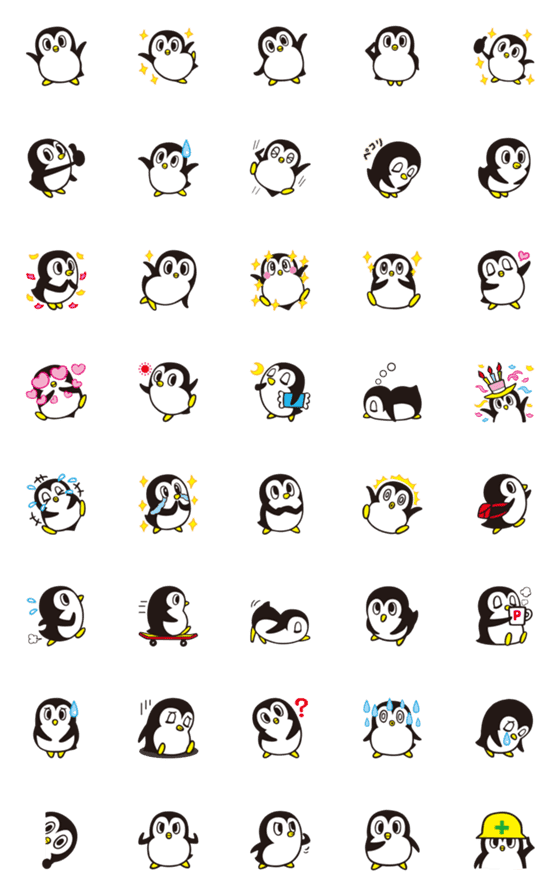 [LINE絵文字]毎日使える「ペンギンさん」絵文字の画像一覧