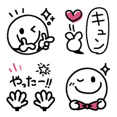 [LINE絵文字] シンプルモノトーンのスマイル絵文字の画像