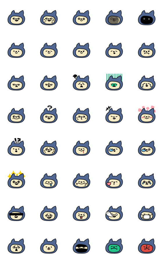 [LINE絵文字]Ninja cat emojiの画像一覧