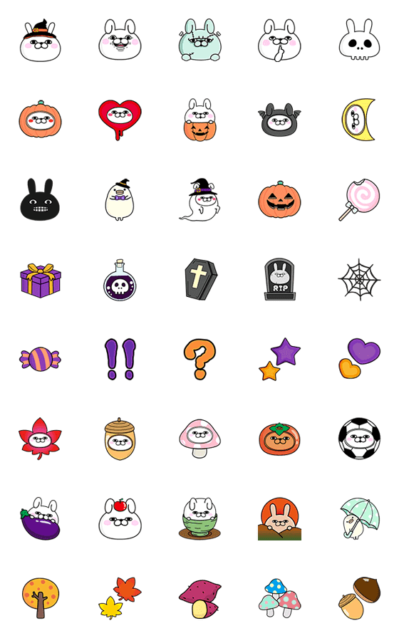 [LINE絵文字]うさぎ100％ ハロウィン絵文字の画像一覧