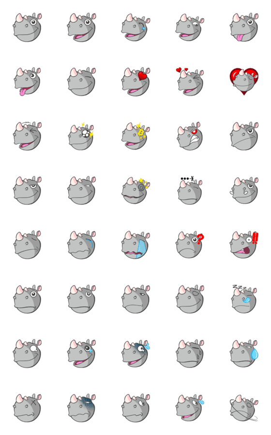[LINE絵文字]Rhino LINE Emojiの画像一覧