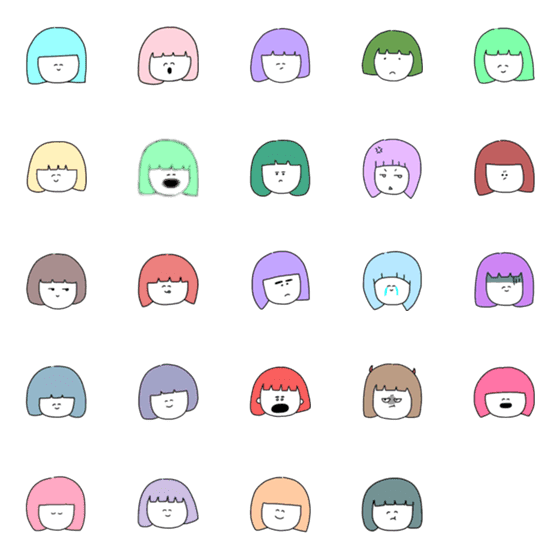 [LINE絵文字]ボブガールの画像一覧