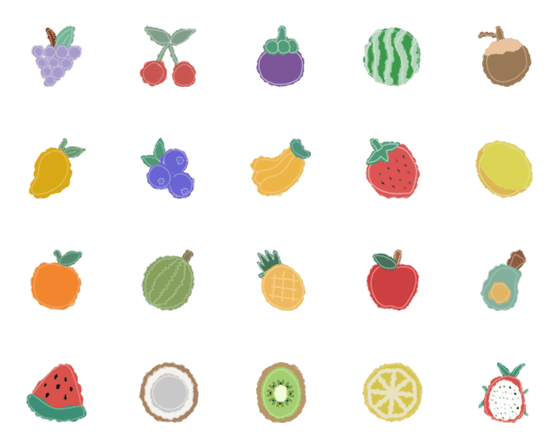 [LINE絵文字]Fruits and fruitsの画像一覧