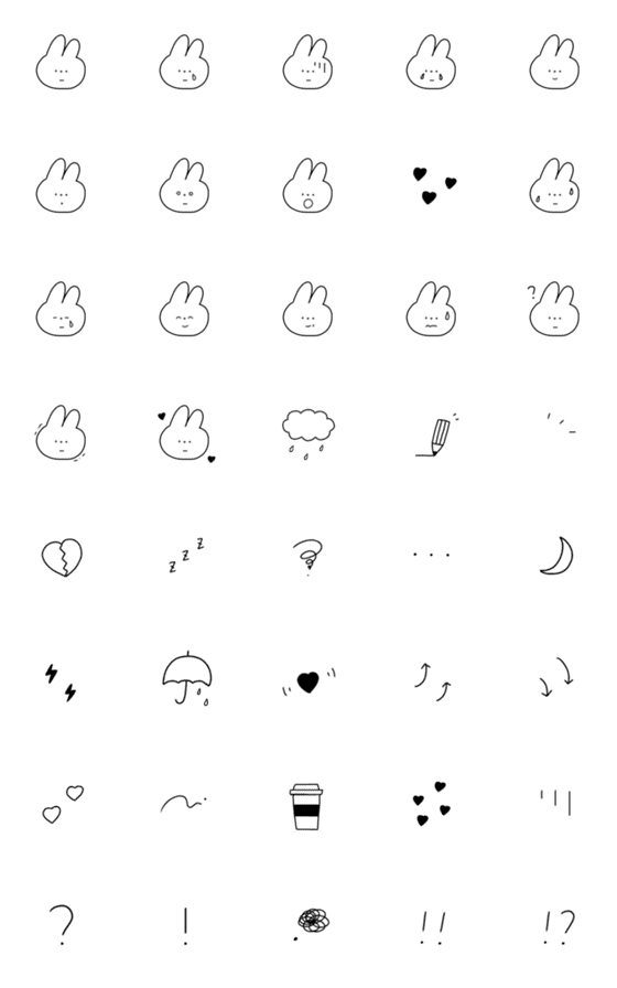 [LINE絵文字]monotone rabbit ！の画像一覧