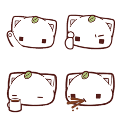 [LINE絵文字] Cat drinking coffee Latte ＆ Caffo emojiの画像