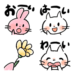 [LINE絵文字] 毎日使える⭐︎ねことうさぎはなかよしの画像