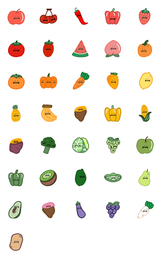 [LINE絵文字]Useless Fruits ＆ Vegetablesの画像一覧