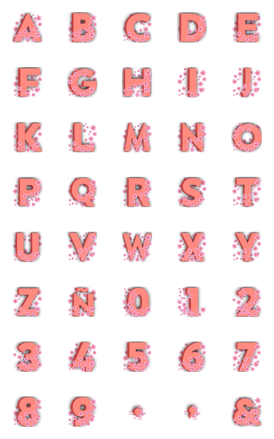 [LINE絵文字]Flowery Fonts Set 1の画像一覧
