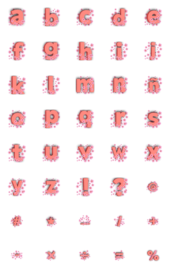 [LINE絵文字]Flowery Fonts Set 2の画像一覧