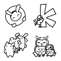[LINE絵文字] Line drawing Animals Emojiの画像