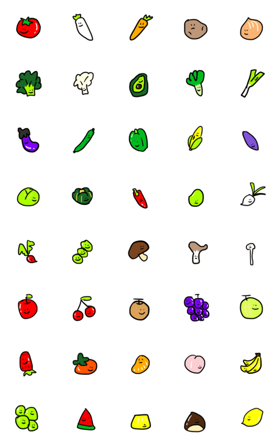 [LINE絵文字]野菜、果物の画像一覧