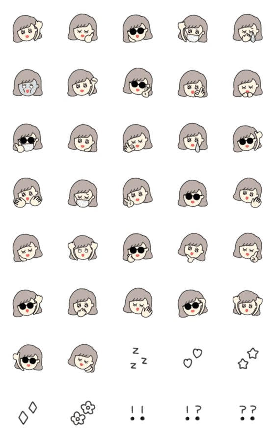 [LINE絵文字]Simple てがき 大人ガーリー 3の画像一覧