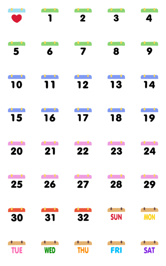 [LINE絵文字]calendar by yarinの画像一覧
