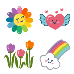 [LINE絵文字] Flowers and Rainbowの画像