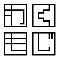 [LINE絵文字] シンプル 絵文字 フレーム 白黒 デザインの画像