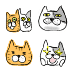 [LINE絵文字] 【猫が好き】モッチャとサッチャおもろ顔の画像