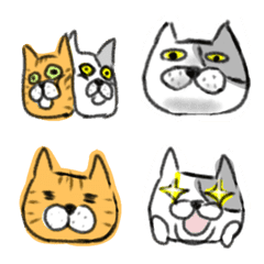 【猫が好き】モッチャとサッチャおもろ顔の絵文字メイン画像