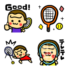 [LINE絵文字] ハッピーゴリラ絵文字8 テニスの画像