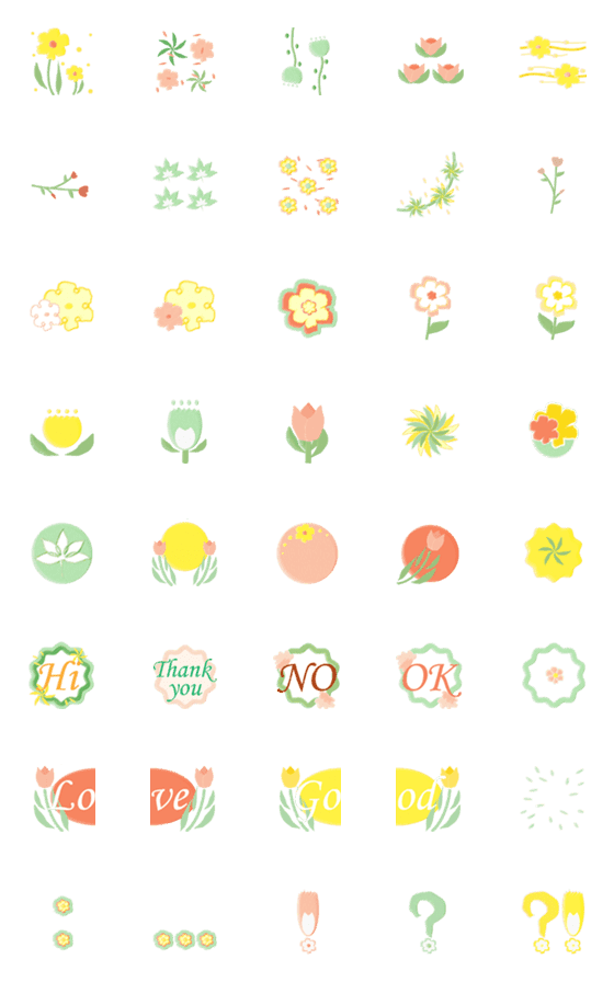 [LINE絵文字]Flowers,Red,Yellow,Greenの画像一覧