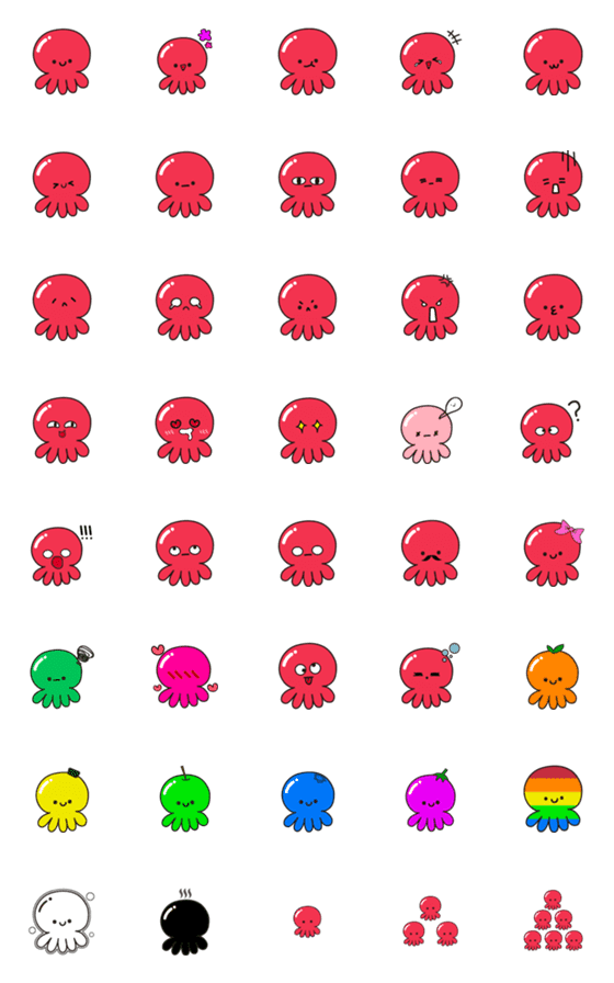[LINE絵文字]lovely octopus2の画像一覧