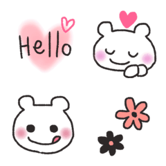 [LINE絵文字] ピンクと黒の可愛いクマちゃん絵文字♡の画像