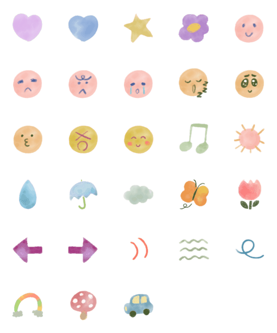 [LINE絵文字]Water color Emoji - daily -の画像一覧