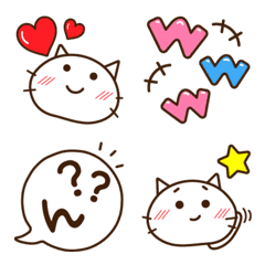 [LINE絵文字] キュートなしろねこ絵文字の画像