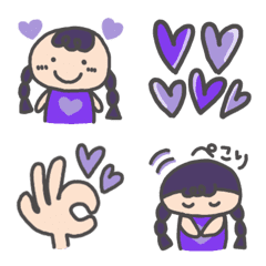 [LINE絵文字] 紫♡ほんわかラブリーちゃん①の画像