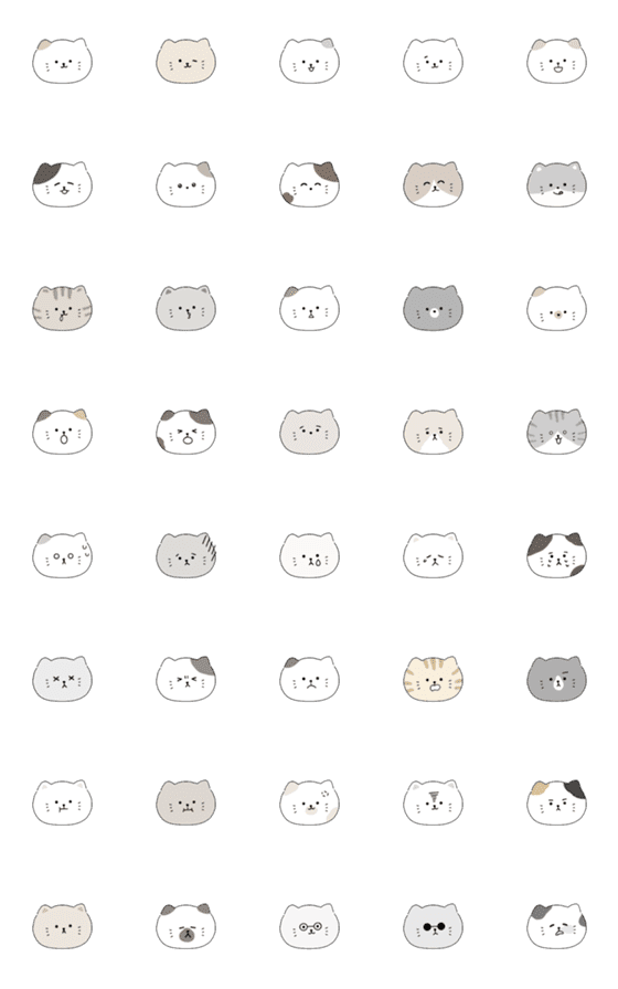 [LINE絵文字]40匹の猫の絵文字の画像一覧