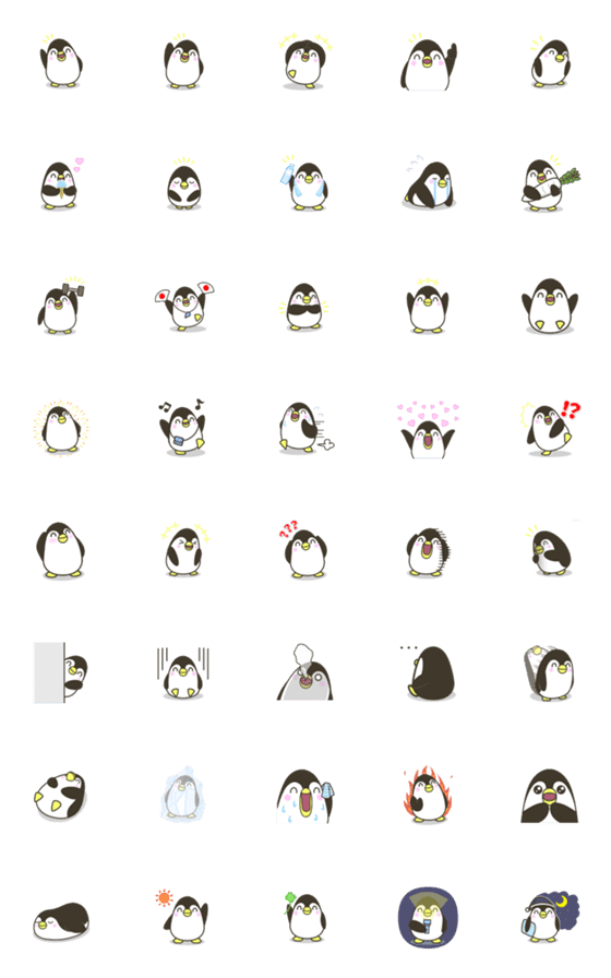 [LINE絵文字]毎日使えるシンプルペンギン絵文字の画像一覧