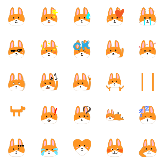 [LINE絵文字]Orange Bunny's Daily Emojiの画像一覧