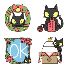 黒猫で冬の絵文字メイン画像