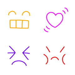 [LINE絵文字] 細い線画の基本シンプル絵文字の画像
