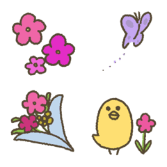 [LINE絵文字] くすんだ紫のお花・蝶々の絵文字の画像