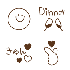 [LINE絵文字] シンプル線画絵文字✳ブラウンの画像