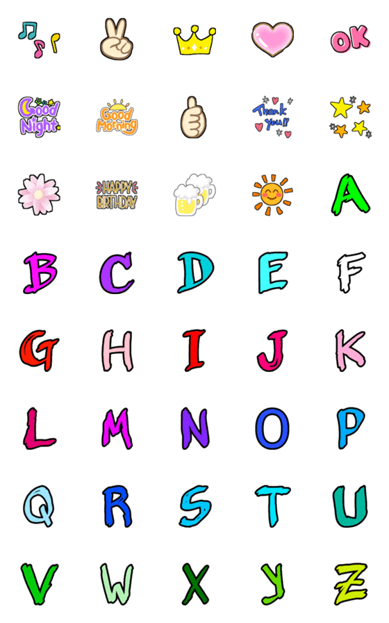 [LINE絵文字]Emojis,   and English prefixes.の画像一覧