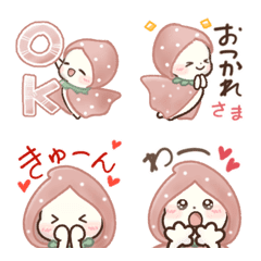 [LINE絵文字] 双子にゃんこ♡いちご頭巾♡絵文字の画像