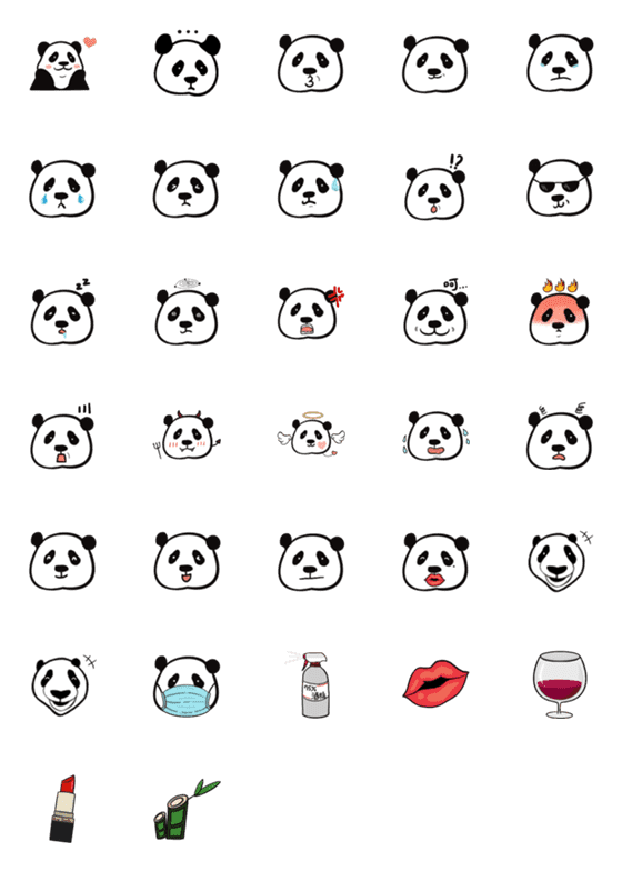 [LINE絵文字]Black or white_pandaの画像一覧