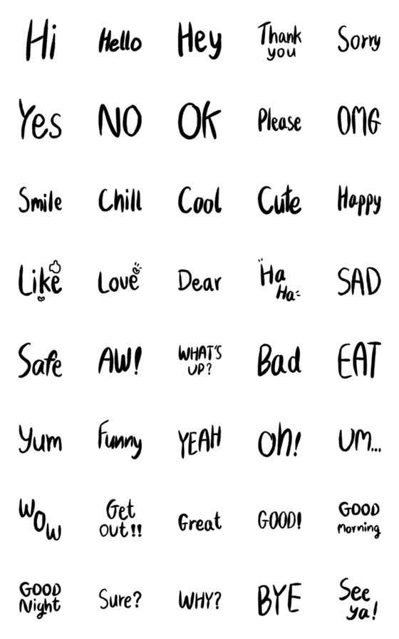 [LINE絵文字]English Wordsの画像一覧