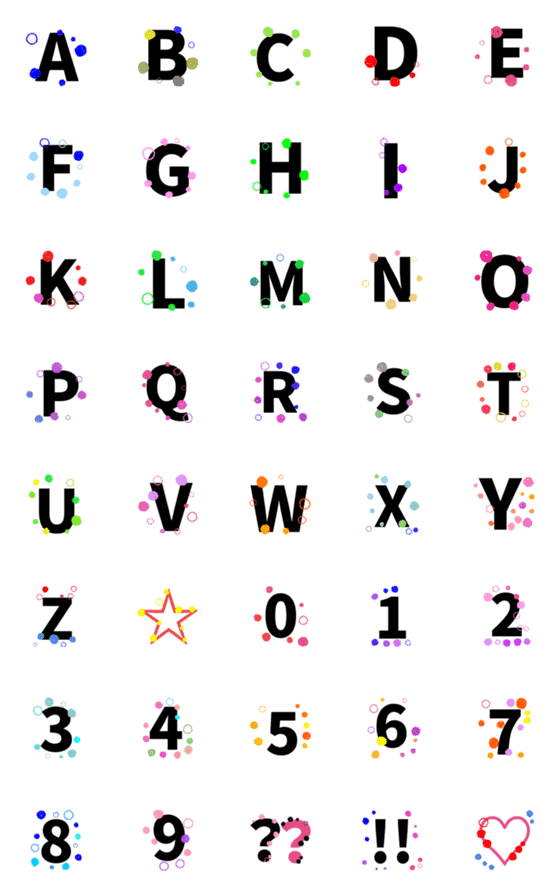 [LINE絵文字]アルファベット+数字の画像一覧