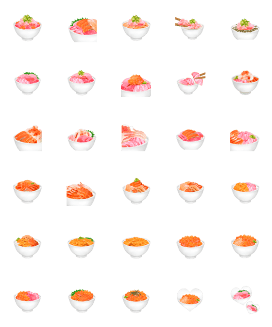 [LINE絵文字]海鮮丼です いくら ウニ サーモン 等の画像一覧