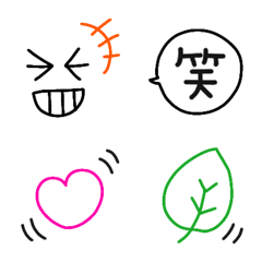 [LINE絵文字] 基本の線画絵文字☆の画像