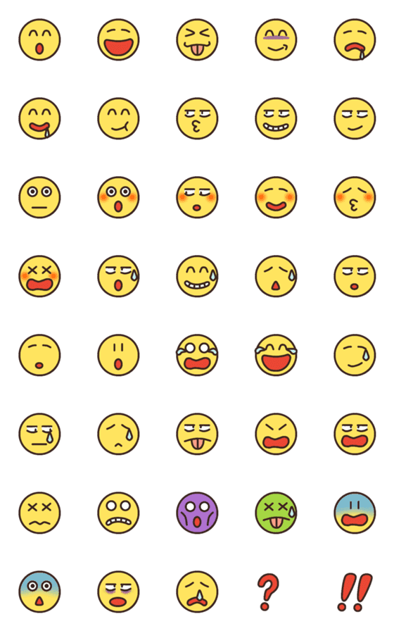 [LINE絵文字]シンプルな顔の絵文字！の画像一覧